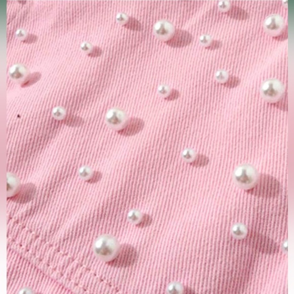 LifeShe Women's Pink Pearl Denim Jean Jacket - Picture 3 of 3